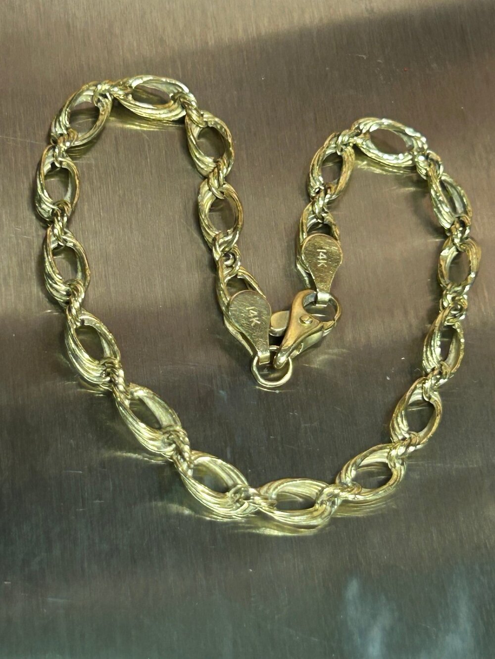 Vintage 14k solid yellow gold chain link bracelet 8.25” fine jewelry 3.79g